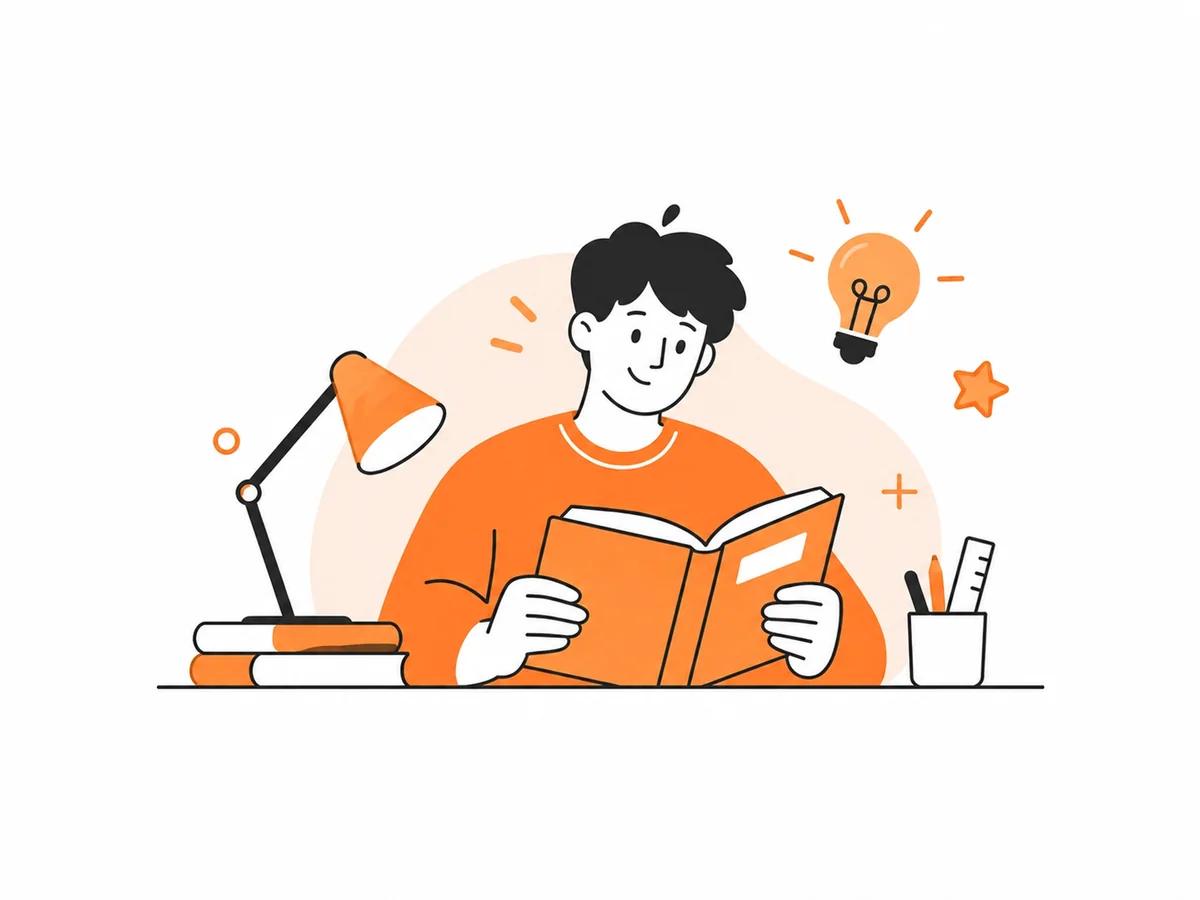 Ученик занимается с книгой